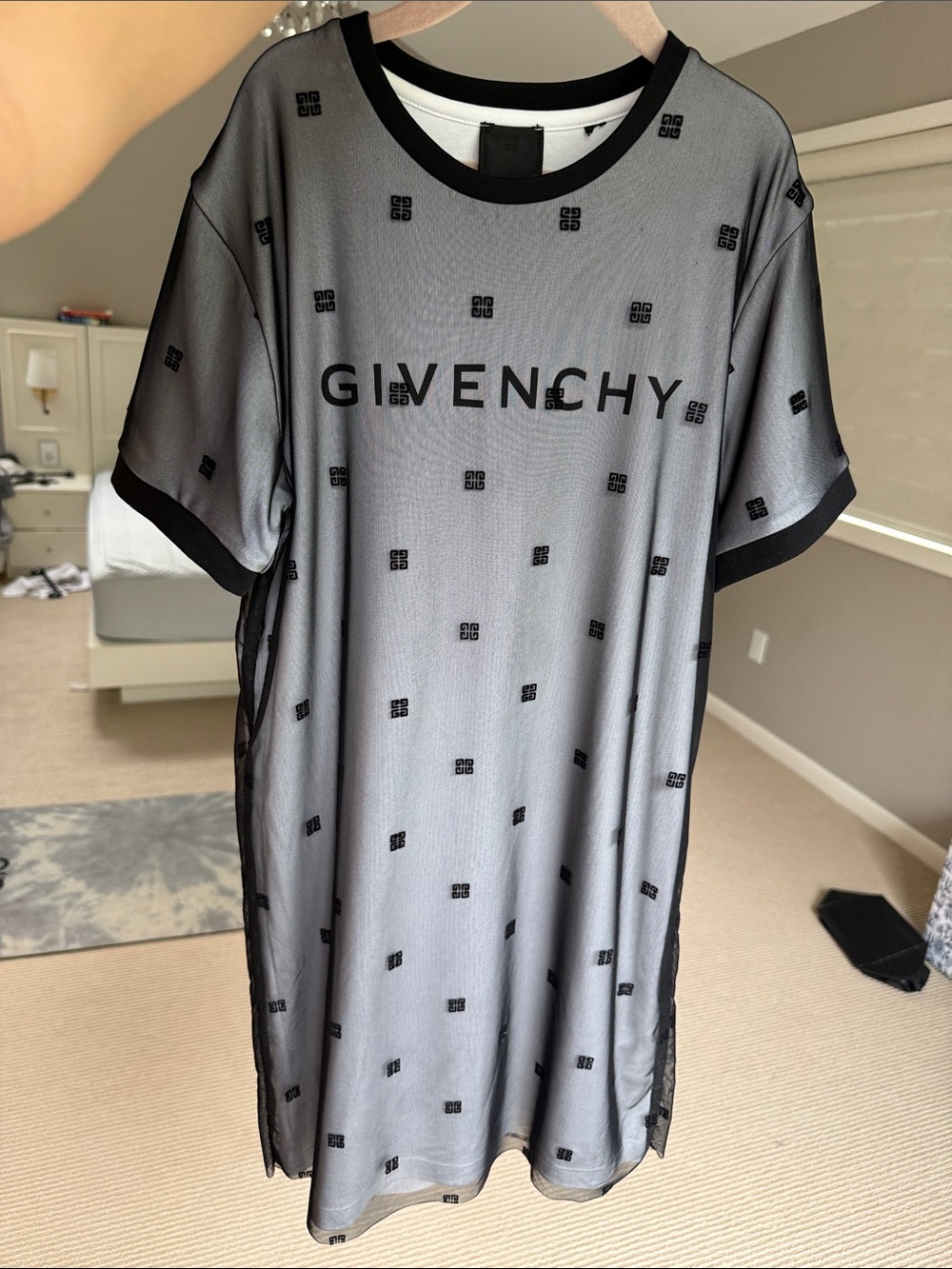 Givenchy Grey and Black Logo Tee Dress